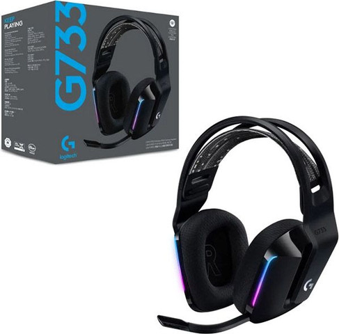 אוזניות גיימינג אלחוטיות Logitech G733 LIGHTSPEED RGB HEADSET Black
