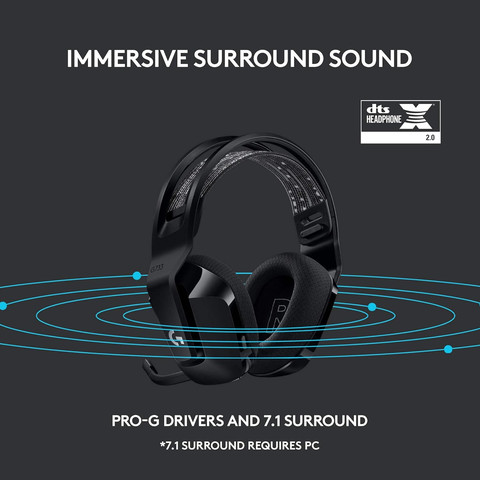 אוזניות גיימינג אלחוטיות Logitech G733 LIGHTSPEED RGB HEADSET Black