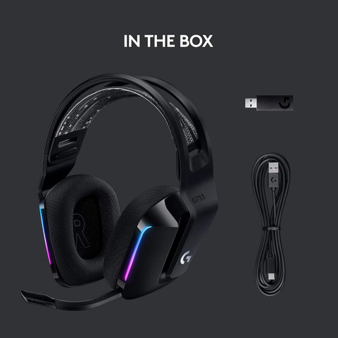 אוזניות גיימינג אלחוטיות Logitech G733 LIGHTSPEED RGB HEADSET Black