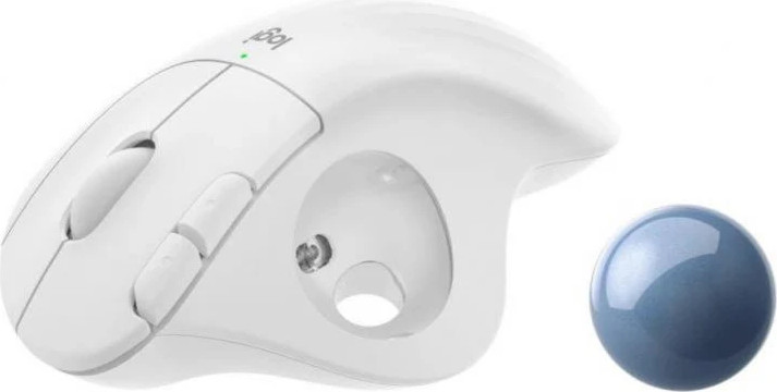 עכבר אלחוטי Logitech Mouse M575 Ergo Wireless Trackball בצבע לבן
