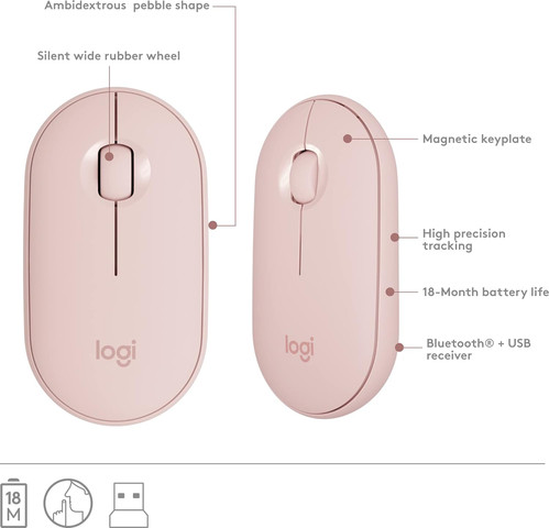 סט מקלדת ועכבר אלחוטיים Logitech MK470 Slim Wireless Combo ורוד עיצוב מינימליסטי שקט ודק במיוחד