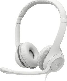 אוזניות עם מיקרופון Logitech H390 USB בצבע לבן