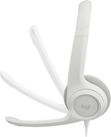 אוזניות עם מיקרופון Logitech H390 USB בצבע לבן
