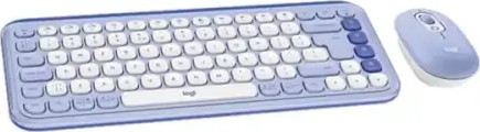 סט מקלדת ועכבר אלחוטיים Logitech POP ICON Combo - צבע Lilac/Off-White