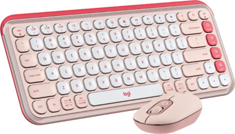 סט מקלדת ועכבר אלחוטיים Logitech POP ICON Combo - צבע Rose - מקשי קיצור חכמים וגלילה מהירה