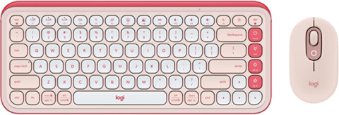 סט מקלדת ועכבר אלחוטיים Logitech POP ICON Combo - צבע Rose - מקשי קיצור חכמים וגלילה מהירה