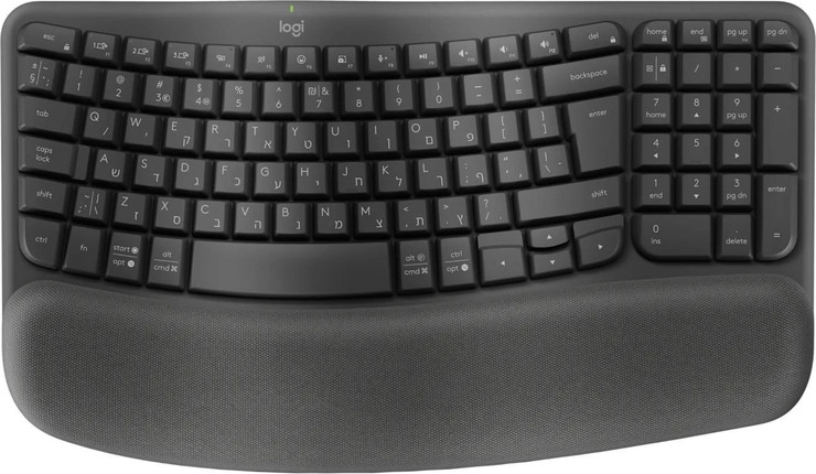 סט מקלדת ועכבר אלחוטיים ארגונומיים Logitech Wave Keys & Lift Vertical Graphite Bluetooth Easy-Switch Multi-OS Heb/Eng