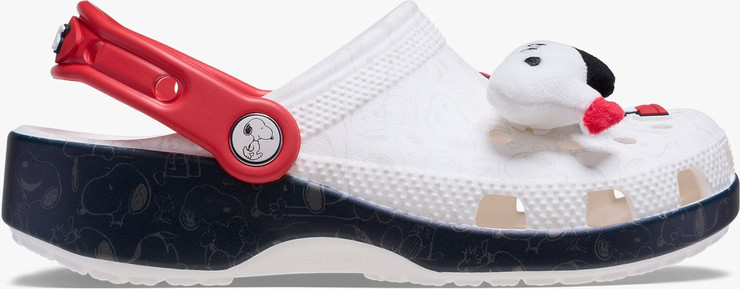 Crocs Peanuts Classic Clog K - כפכפי קלוג קרוקס סנופי לילדים בצבע לבן/שחור/אדום
