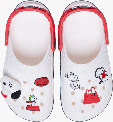 Crocs Peanuts Classic Clog K - כפכפי קלוג קרוקס סנופי לילדים בצבע לבן/שחור/אדום