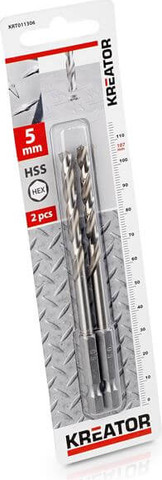 זוג מקדחי HEX אימפקט מתכת  KRT011306 2HSS  5.0x107