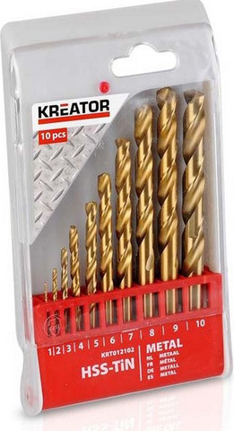 סט מקדחי HSS פח 10 יחידות  1-10 מ"מ  KRT012102