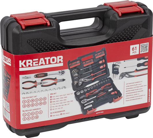 סט כלי עבודה מקצועיים - 61 חלקים Kreator קרייטור KRT951008