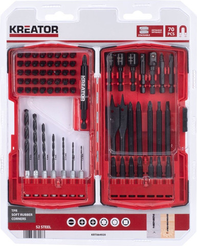 סט 70 ביטים ומקדחים משוחרים מקצועיים Kreator קרייטור KRT064920