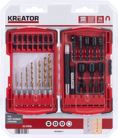 סט 38 ביטים ומקדחים משוחרים מקצועיים Kreator קרייטור KRT064913