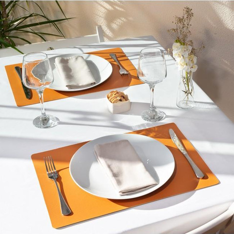 פלייסמט דו צדדי כתום/פיסטוק LUNAR pvc placemat במקום 48