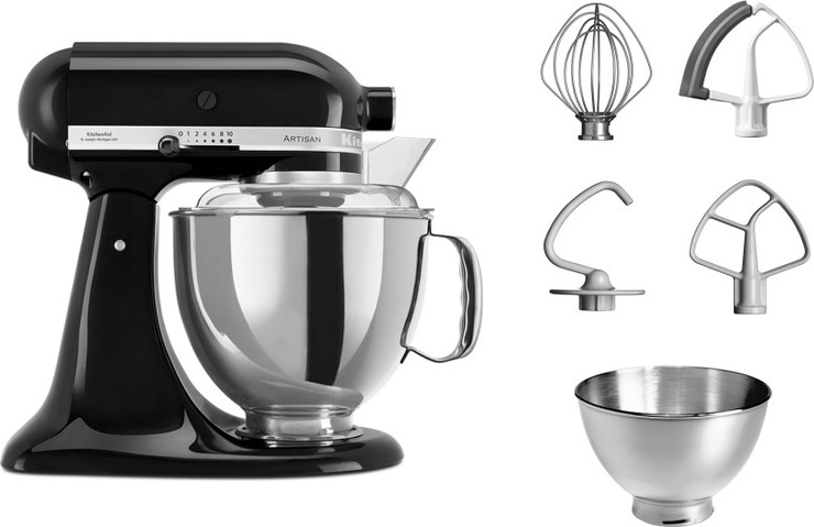 מיקסר מקצועי 2 קערות KitchenAid קיטשן אייד Artisan 5KSM175IOB שחור מבריק