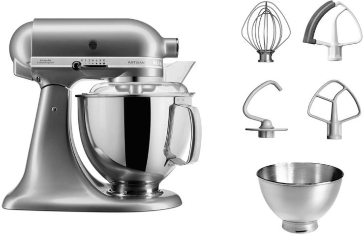 מיקסר מקצועי 2 קערות KitchenAid קיטשן אייד Artisan 5KSM175ECU כסוף