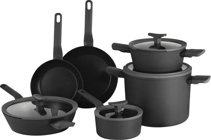 סט 10 סירים ומחבתות cookware אפור כהה