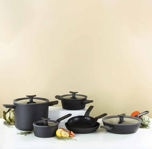 סט 10 סירים ומחבתות cookware אפור כהה