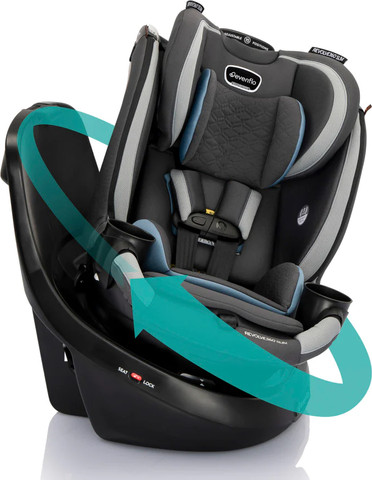 כיסא בטיחות מסתובב צר במיוחד רבולב סלים Revolve Slim 360 - שחור/אפור Obsidian Black