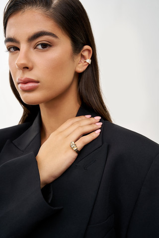 Gemma Mix Cuff עגיל קאף רודיום