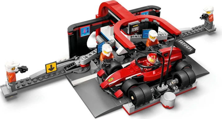 לגו סיטי תחנת עצירה וצוות תיקונים של F1 עם מכונית Ferrari אדומה 60443 - Lego