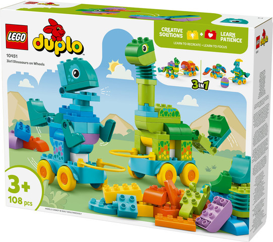 לגו דופלו - 3 ב-1 דינוזאורים על גלגלים  10451