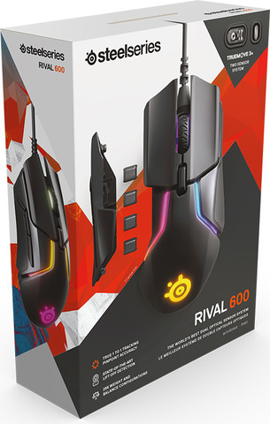 עכבר גיימינג חוטי Steelseries Rival 600 עם חיישן כפול TrueMove3+ שחור