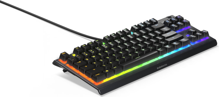 מקלדת גיימינג חוטית עמידה במים SteelSeries Apex 3 TKL US LED בחרו צבע שחור