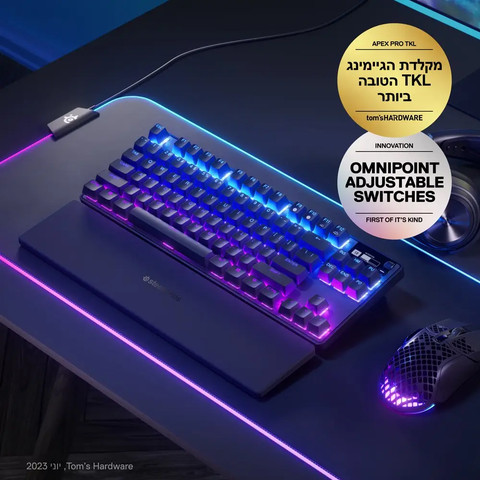 מקלדת גיימינג מכאנית מקצועית אלחוטית SteelSeries Apex Pro Gen 3 TKL WL