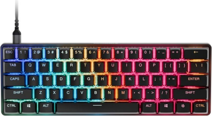 מקלדת גיימינג מכאנית חוטית SteelSeries Apex Pro Mini Gen 3 בגודל 60% עם מתגים מגנטיים מהירים שחור
