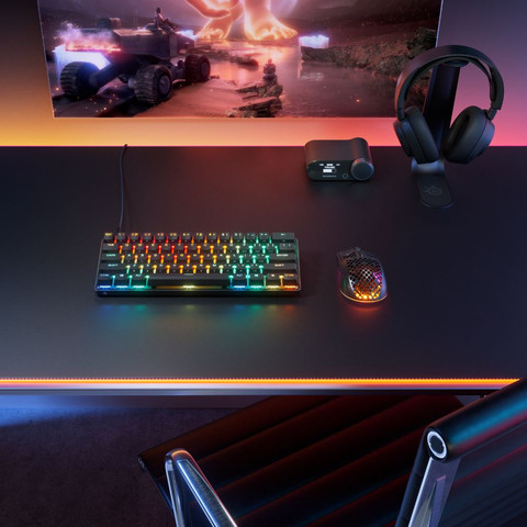 מקלדת גיימינג מכאנית חוטית SteelSeries Apex Pro Mini Gen 3 בגודל 60% עם מתגים מגנטיים מהירים שחור