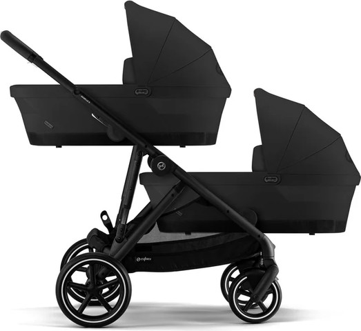 עגלת תאומים אחים גאזל Gazelle S2 עם 2 עריסות ו- 2 טיולונים צבע שחור – סייבקס