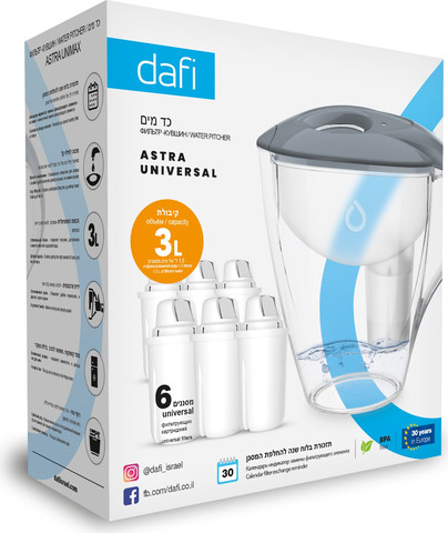 Dafi Astra Universal 3L Set – קנקן מים + 6 מסנני Universal