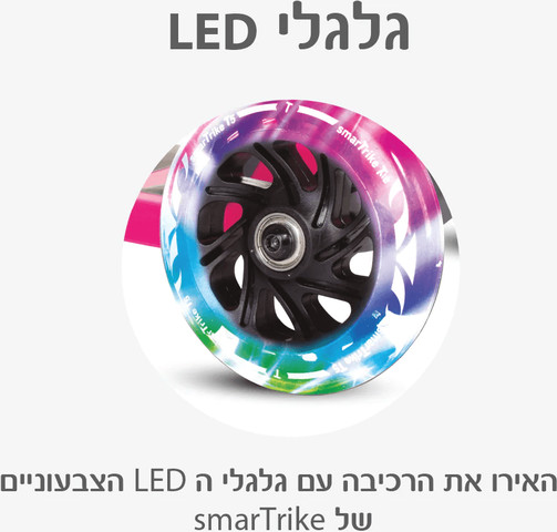 הקורקינט הראשון שלי T1 -תאורה בגלגלים ופאוצ' קידמי צבע תכלת SmarTrike