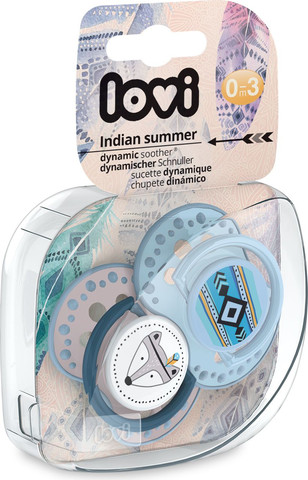 זוג מוצצי סיליקון מהדורת Indian Summer מבית Lovi - כחול (0-3 חודשים)