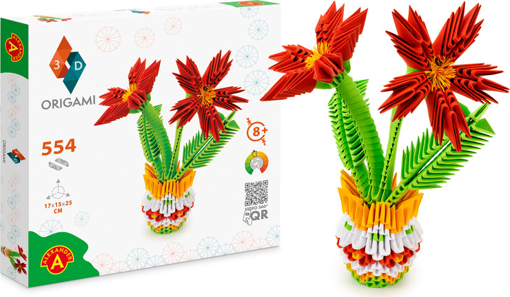אוריגמי 3D - עציץ פרחים
