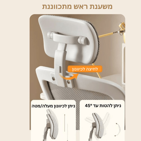 כיסא תלמיד ארגונומי דגם Chairy- לבן עם ריפוד שחור