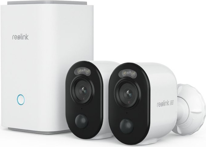 ערכת 2 מצלמות REOLINK ARGUS 3 ULTRA 4K 8MP ומערכת HOME HUB להקלטה מקומית לבן
