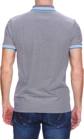חולצת פולו לגבר דגם Paddy Curved  Logo צבע אפור/ תכלת