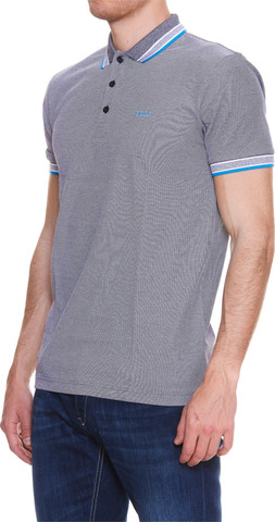 חולצת פולו לגבר דגם Paddy Curved  Logo צבע אפור/ תכלת