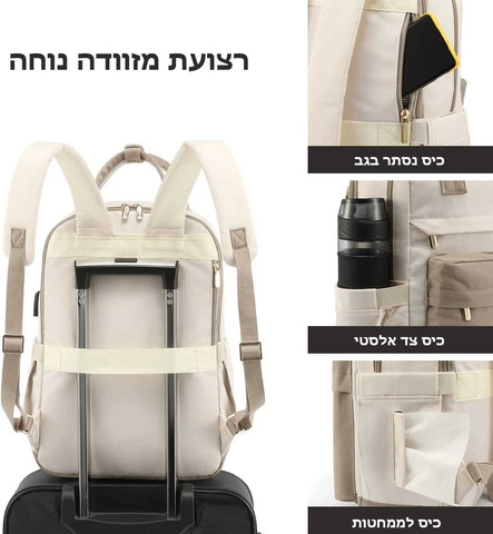תיק הגב Valionis™ Quantum – למחשב נייד 15.6", נפח 20 ליטר - שחור/חאקי