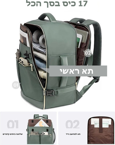 תרמיל Kronyx™ Advanced מבית כאמל מאונטיין – 55 ליטר, מתאים למחשב נייד עד 17 אינץ' - לבן-שמנת