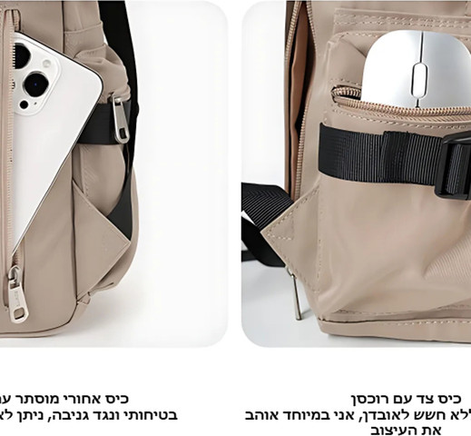 Nitronis™ תיק גב יוקרתי של כאמל מאונטיין – 36 ליטר, מתאים למחשבים ניידים עד 16" - חאקי