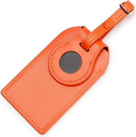תגית עור Airtag למזוודות ותיקים The Ignyros Apple Airtag Holder - כתום (עור אמיתי)