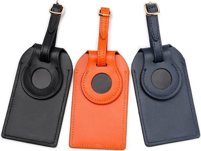 תגית עור Airtag למזוודות ותיקים The Ignyros Apple Airtag Holder - כתום (עור אמיתי)