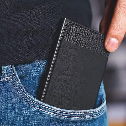 ארנק כרטיסים RFID™ דק עם הגנת RFID - שחור/אפור
