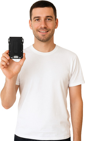 ארנק Trionis™ Prime 6 תאים עם הגנת RFID - מתכת שחורה + עור שחור