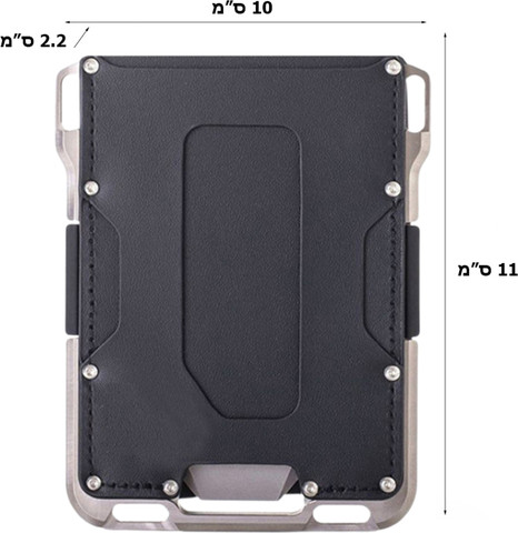 ארנק Trionis™ Prime 6 תאים עם הגנת RFID - מתכת שחורה + עור שחור