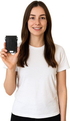 ארנק Trionis™ Prime 6 תאים עם הגנת RFID - מתכת כסופה + עור חום